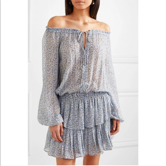 LoveShackFancy Popover Dress Blue Floral - Picture 2 of 14